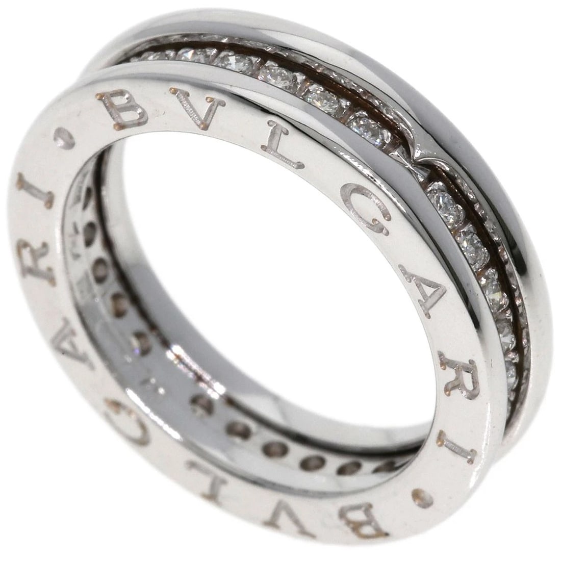 BVLGARI B-ZERO1 B-ZERO1 1 BAND DIAMOND RING: BVLGARI B-zero1 B-zero1 1 band Diamond Ring Brand: BVLGARI Type: Ring Material: K18 White Gold Main Stone/Creation Natural Color: White Gold Size: 5(US) Accessories: None Accessories Notic