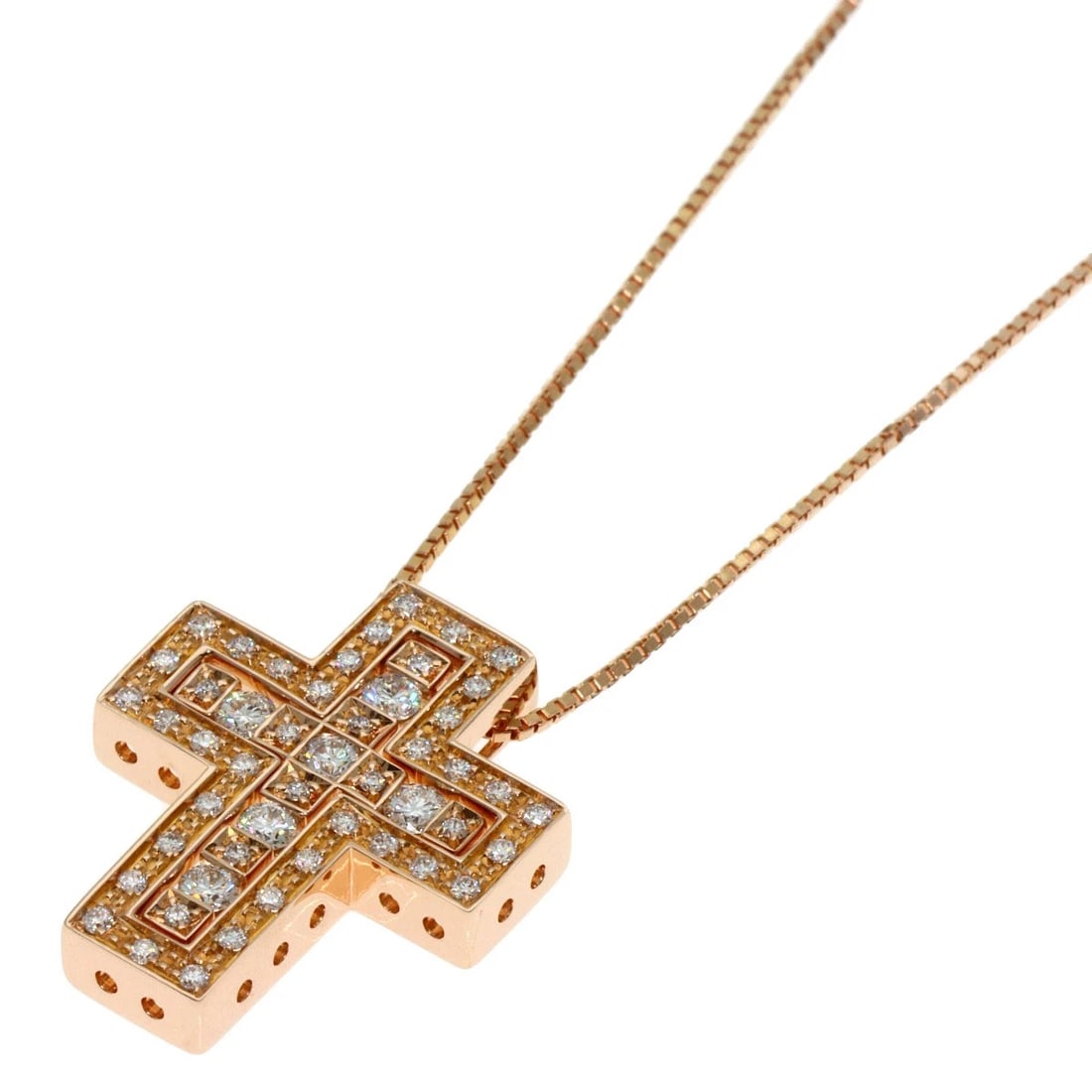DAMIANI BELLE EPOQUE DIAMOND NECKLACE: Damiani Belle Epoque Diamond Necklace Brand: Damiani Type: Necklace Material: K18 Pink Gold Main Stone/Creation Natural Color: Pink Gold Size: Chain Length:19.7inch/50cm Chain Width:0.4inch/0.9mm