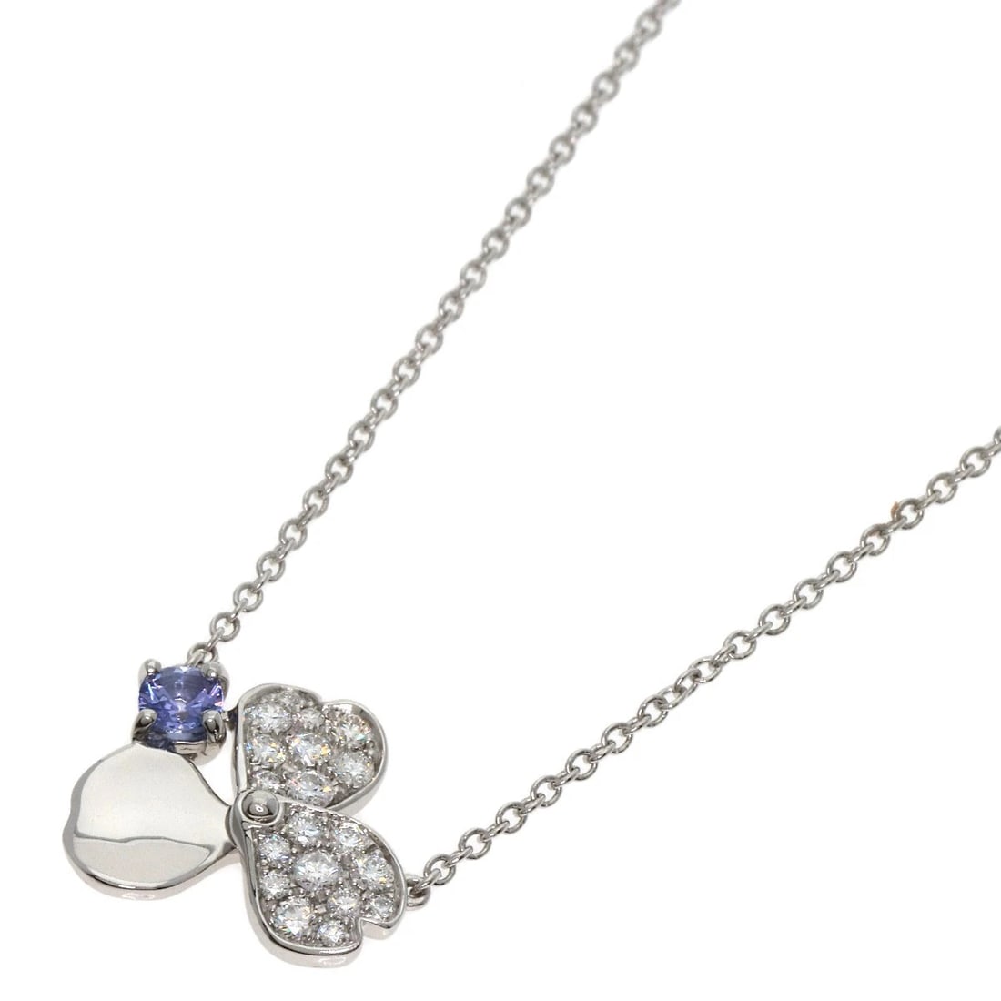 TIFFANY&CO. PAPER FLOWER MINI 1P TANZANITE PAVÉ DIAMOND NECKLACE: TIFFANY&Co. Paper Flower Mini 1P Tanzanite Pavé Diamond Necklace Brand: TIFFANY&Co. Type: Necklace Material: Platinum PT950 Main Stone/Creation Tanzanite Color: Platinum Size: Chain Length:15.7in