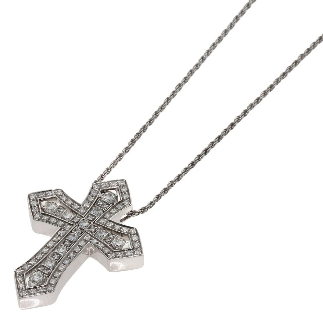 DAMIANI BELLE EPOQUE CROWN DIAMOND NECKLACE: Damiani Belle Epoque Crown Diamond Necklace Brand: Damiani Type: Necklace Material: K18 White Gold Main Stone/Creation Natural Color: White Gold Size: Chain Length:19.7inch/50cm Chain Width:0.5inc