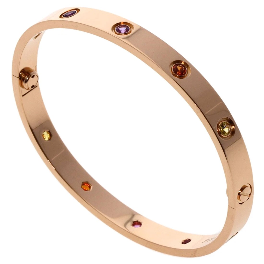 CARTIER LOVE BRACELETS MULTICOLOR STONE WITH DRIVER BRACELET: CARTIER LOVE Bracelets Multicolor Stone with Driver Bracelet Brand: CARTIER Type: Bracelet Material: K18 Pink Gold, Color: Pink Gold Size: Inner Circumference:7.1inch/18cm Band Width:0.2inch/6.0mm