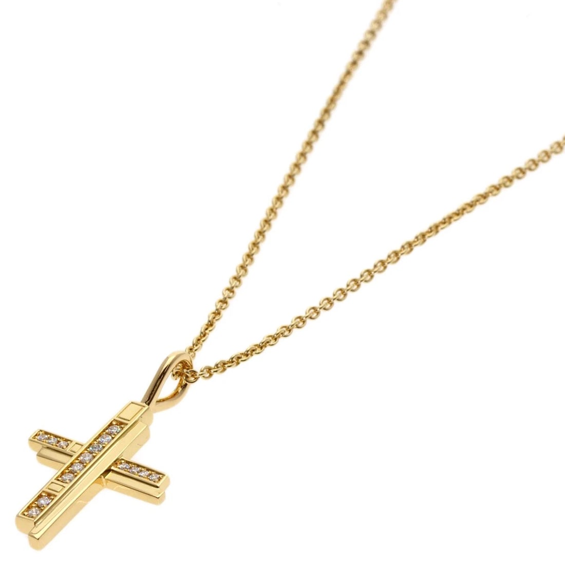HARRY WINSTON TRAFFIC CROSS DIAMOND NECKLACE: HARRY WINSTON Traffic Cross Diamond Necklace Brand: HARRY WINSTON Type: Necklace Material: K18 Yellow Gold Main Stone/Creation Natural Color: Yellow Gold Size: Chain Length:15.7inch/40cm Chain Wid
