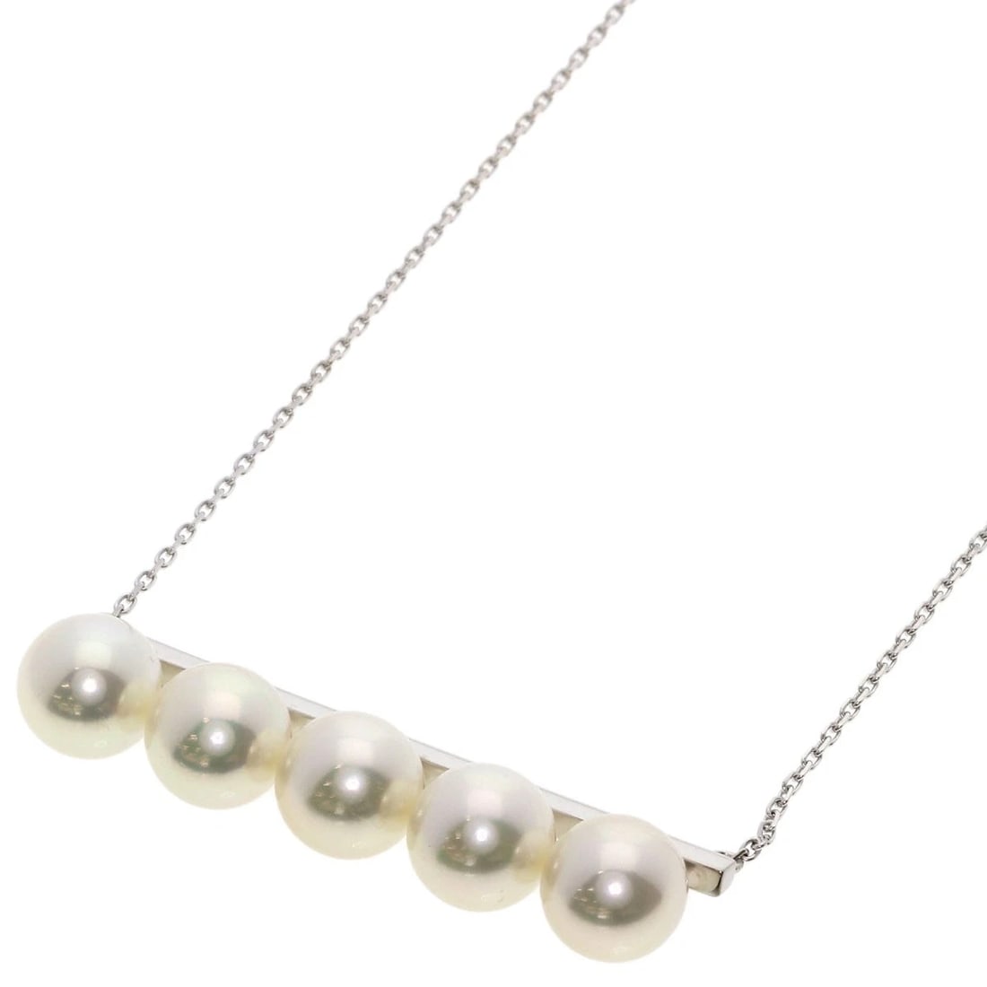TASAKI BALANCE SIGNATURE PEARL NECKLACE K18: TASAKI Balance Signature Pearl Necklace K18 Brand: TASAKI Type: Necklace Material: K18 White Gold Main Stone/Creation Pearl Color: White Gold Size: Stone Size:0.3inch/8.6-8.8mm Chain Length:28.0in