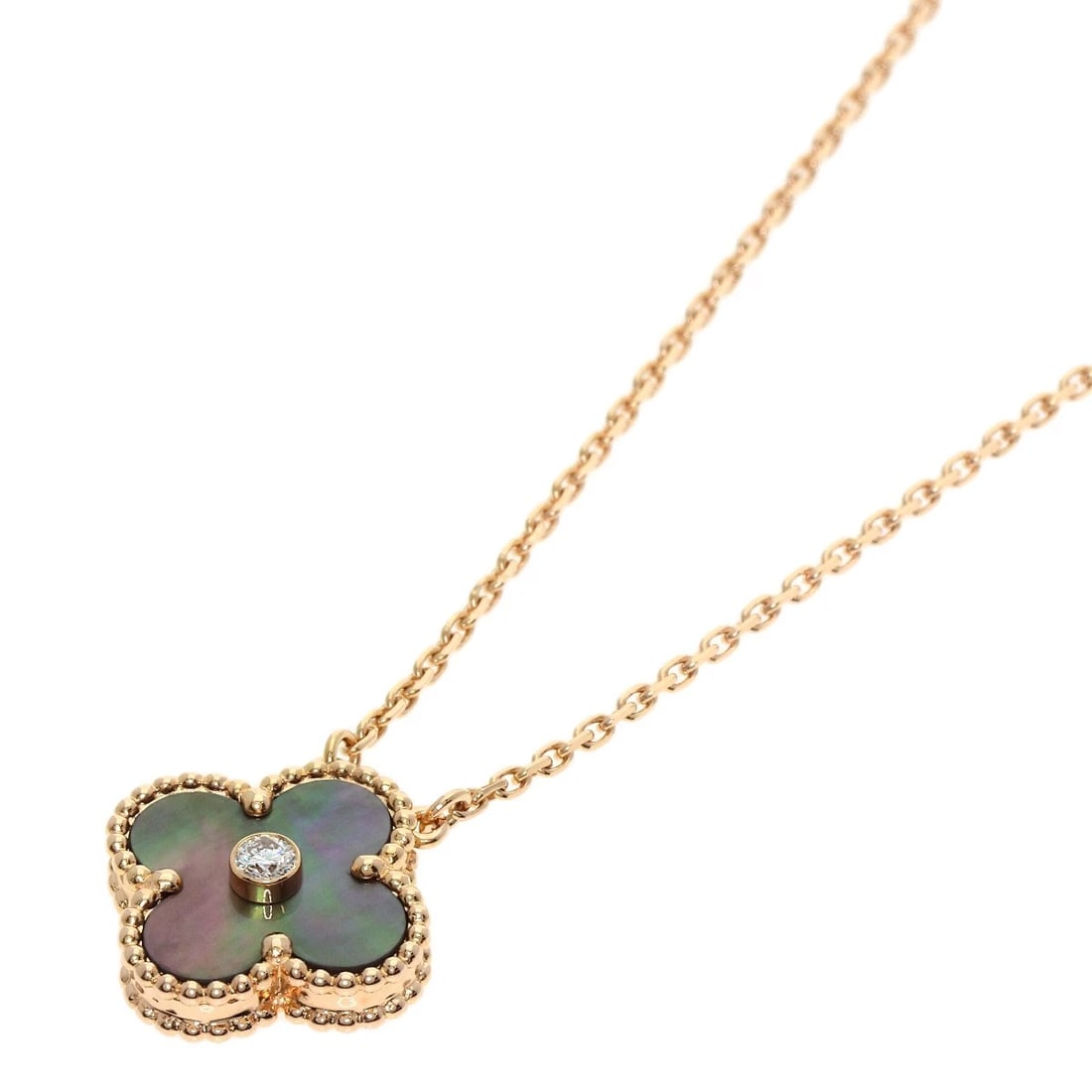 VAN CLEEF & ARPELS VINTAGE ALHAMBRA DIAMOND NECKLACE: Van Cleef & Arpels Vintage Alhambra Diamond Necklace Brand: Van Cleef & Arpels Type: Necklace Material: K18 Pink Gold Main Stone/Creation Natural Color: Pink Gold Size: Chain Length:16.5inch/42cm