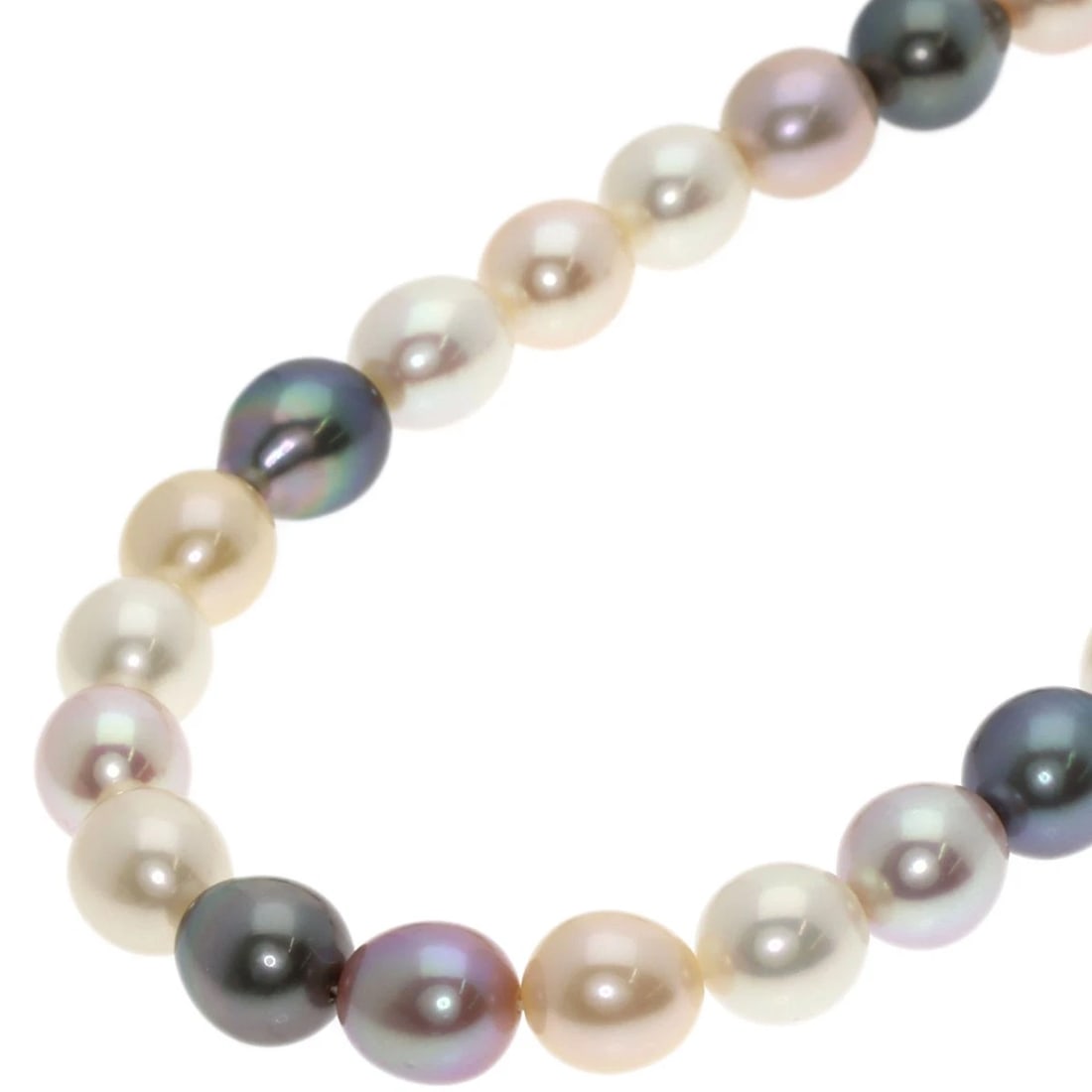 MIKIMOTO MULTICOLOR FRESHWATER PEARL NECKLACE: MIKIMOTO Multicolor Freshwater Pearl Necklace Brand: MIKIMOTO Type: Necklace Material: K18 Yellow Gold Main Stone/Creation Pearl Color: Yellow Gold Size: Stone Size:0.3inch/7.9-8.8mm Chain Length: