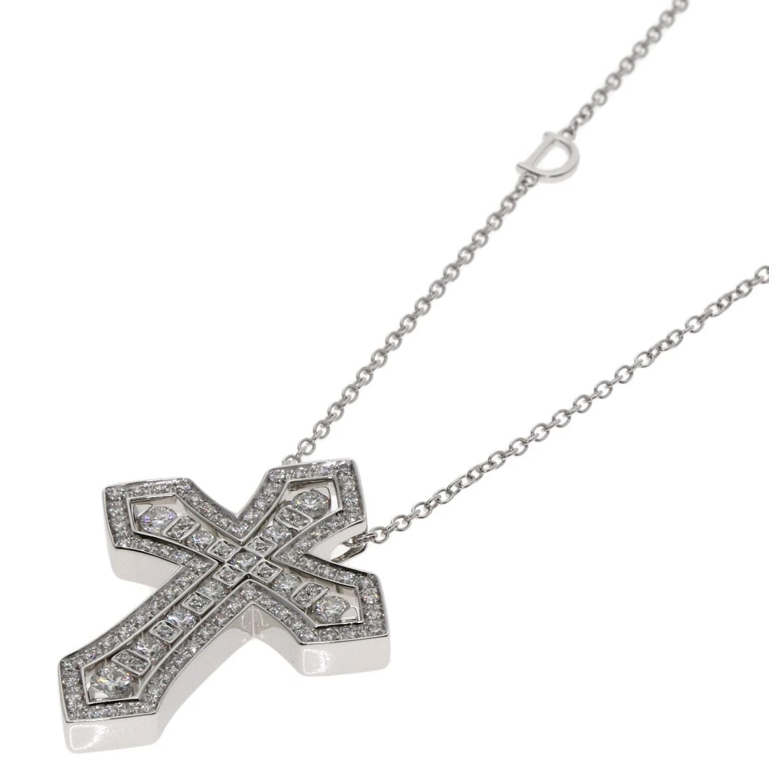 DAMIANI BELLE EPOQUE CROWN DIAMOND NECKLACE: Damiani Belle Epoque Crown Diamond Necklace Brand: Damiani Type: Necklace Material: K18 White Gold Main Stone/Creation Natural Color: White Gold Size: Chain Length:19.7inch/50cm Chain Width:0.6inc