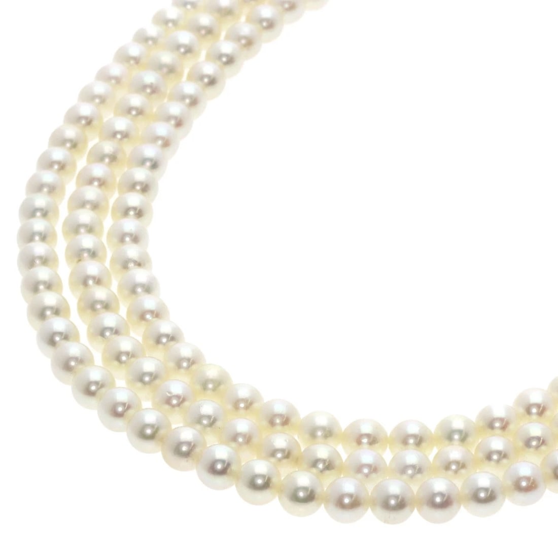 MIKIMOTO PEARL 3 ROWS NECKLACE SILVER: MIKIMOTO Pearl 3 rows Necklace Silver Brand: MIKIMOTO Type: Necklace Material: Silver Main Stone/Creation Pearl Color: Silver Size: Stone Size:0.2inch/5.4-5.8mm Chain Length:15.0inch/38cm Accesso