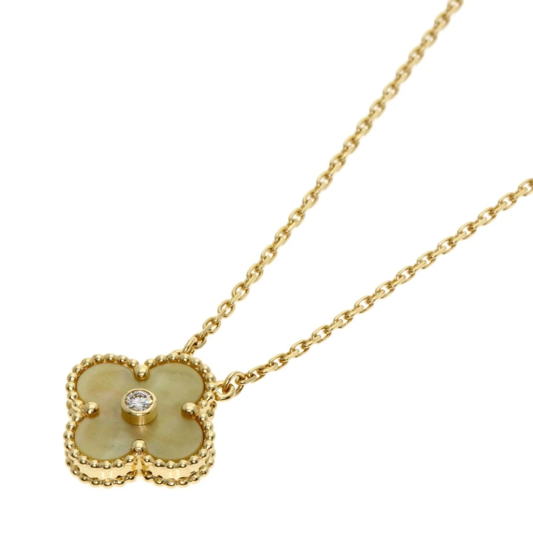 VAN CLEEF & ARPELS VINTAGE ALHAMBRA DIAMOND NECKLACE: Van Cleef & Arpels Vintage Alhambra Diamond Necklace Brand: Van Cleef & Arpels Type: Necklace Material: K18 Yellow Gold Main Stone/Creation Natural Color: Yellow Gold Size: Chain Length:16.1inch/4