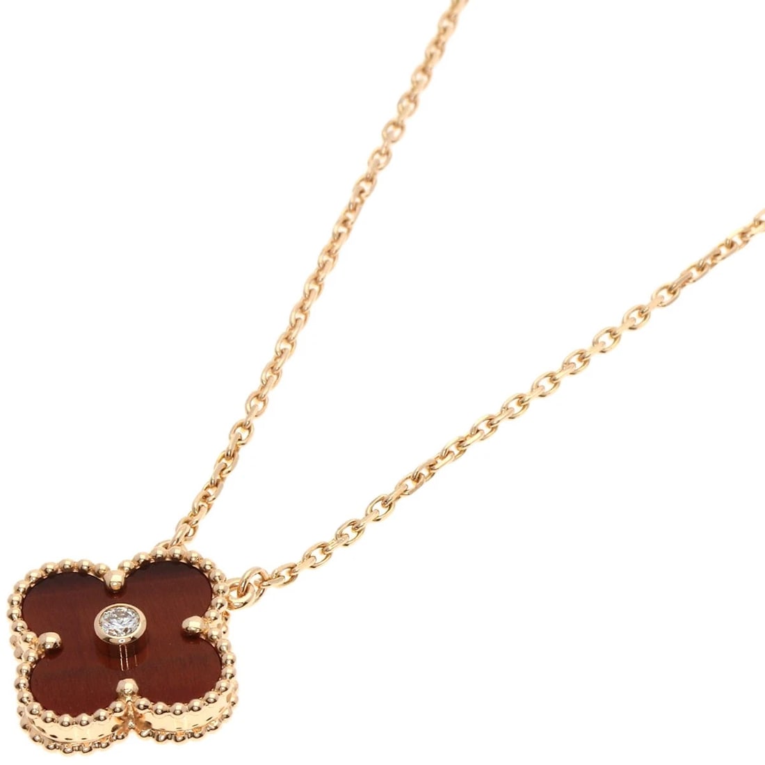 VAN CLEEF & ARPELS VINTAGE ALHAMBRA BULLSEYE DIAMOND NECKLACE: Van Cleef & Arpels Vintage Alhambra Bullseye Diamond Necklace Brand: Van Cleef & Arpels Type: Necklace Material: K18 Pink Gold Main Stone/Creation Natural Color: Pink Gold Size: Chain Length:16.7i