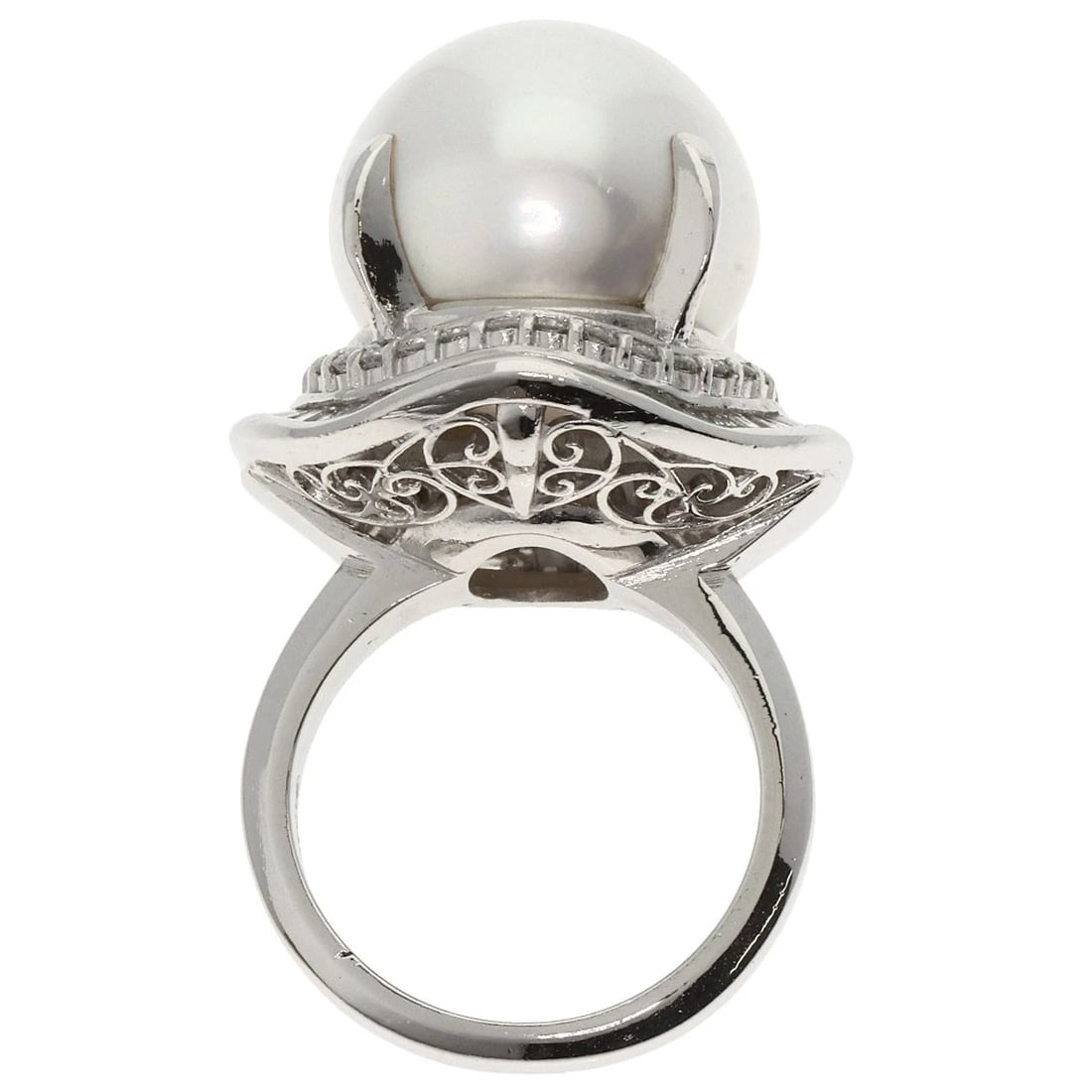 PEARL DIAMOND RING PLATINUM PT900: Pearl Diamond Ring Platinum PT900 Brand: SELECT JEWELRY Type: Ring Material: Platinum PT900 Main Stone/Creation Pearl Color: Platinum Size: 6(US) Accessories: None Accessories Notice: When