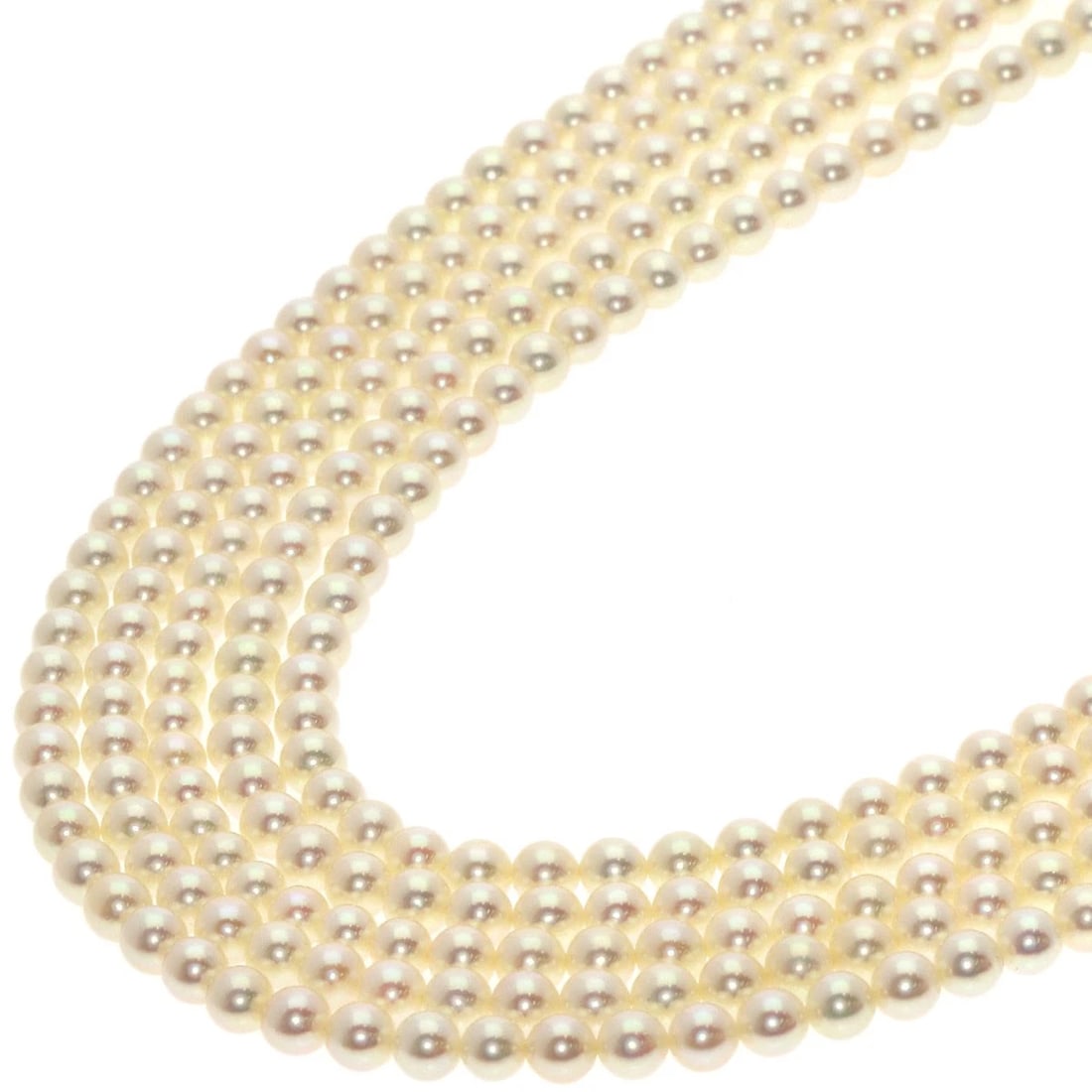 MIKIMOTO BABY PEARL 5-ROW NECKLACE: MIKIMOTO Baby Pearl 5-Row Necklace Brand: MIKIMOTO Type: Necklace Material: K18 Yellow Gold Main Stone/Creation Pearl Color: Yellow Gold Size: Stone Size:0.1inch/3.5-3.8mm Chain Length:24.8inch/63