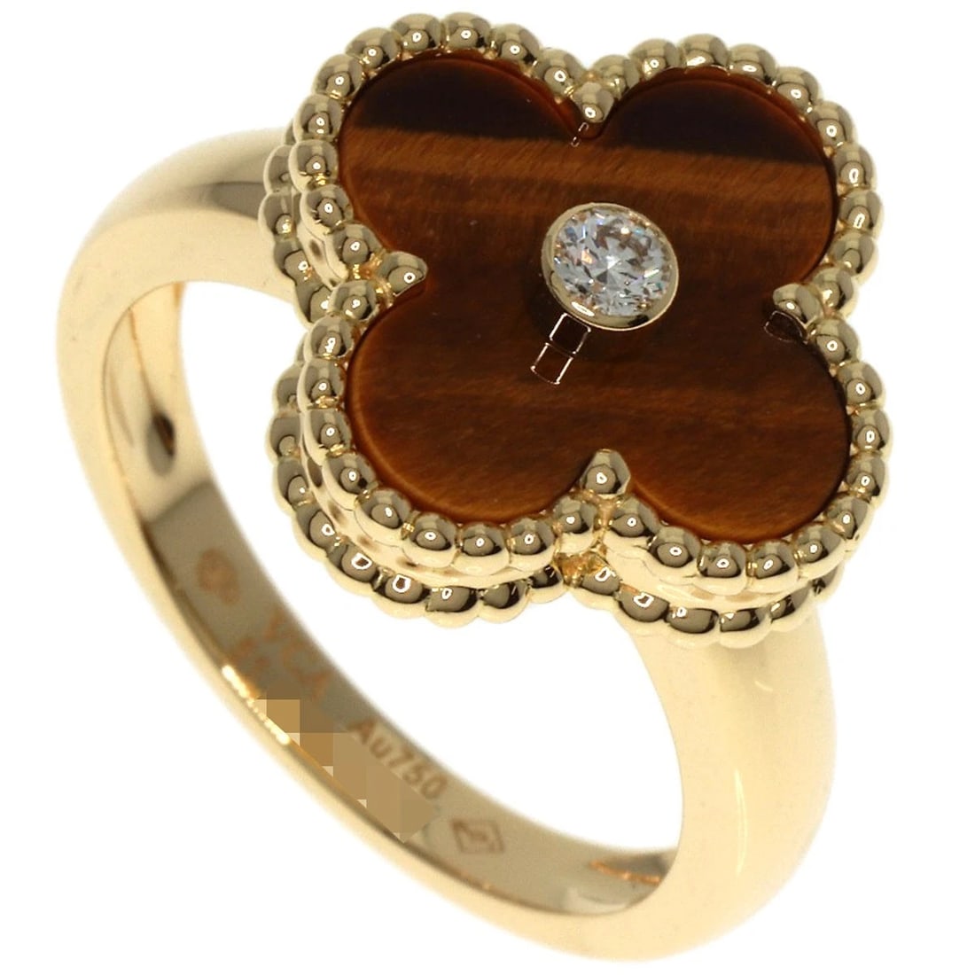 VAN CLEEF & ARPELS VINTAGE ALHAMBRA TIGER'S EYE RING: Van Cleef & Arpels Vintage Alhambra Tiger's Eye Ring Brand: Van Cleef & Arpels Type: Ring Material: K18 Yellow Gold Main Stone/Creation Tiger's Eye Color: Yellow Gold Size: 5.75(US) Accessories: