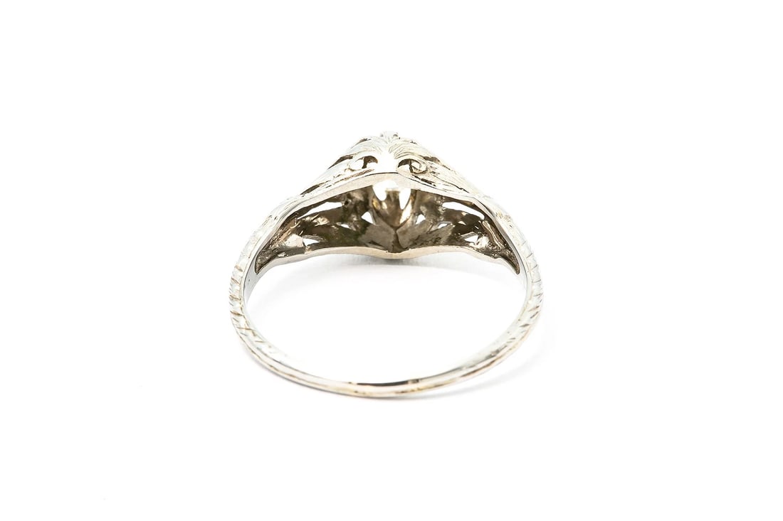 ANTIQUE DECO DIAMOND SOLITAIRE WEDDING RING - 3