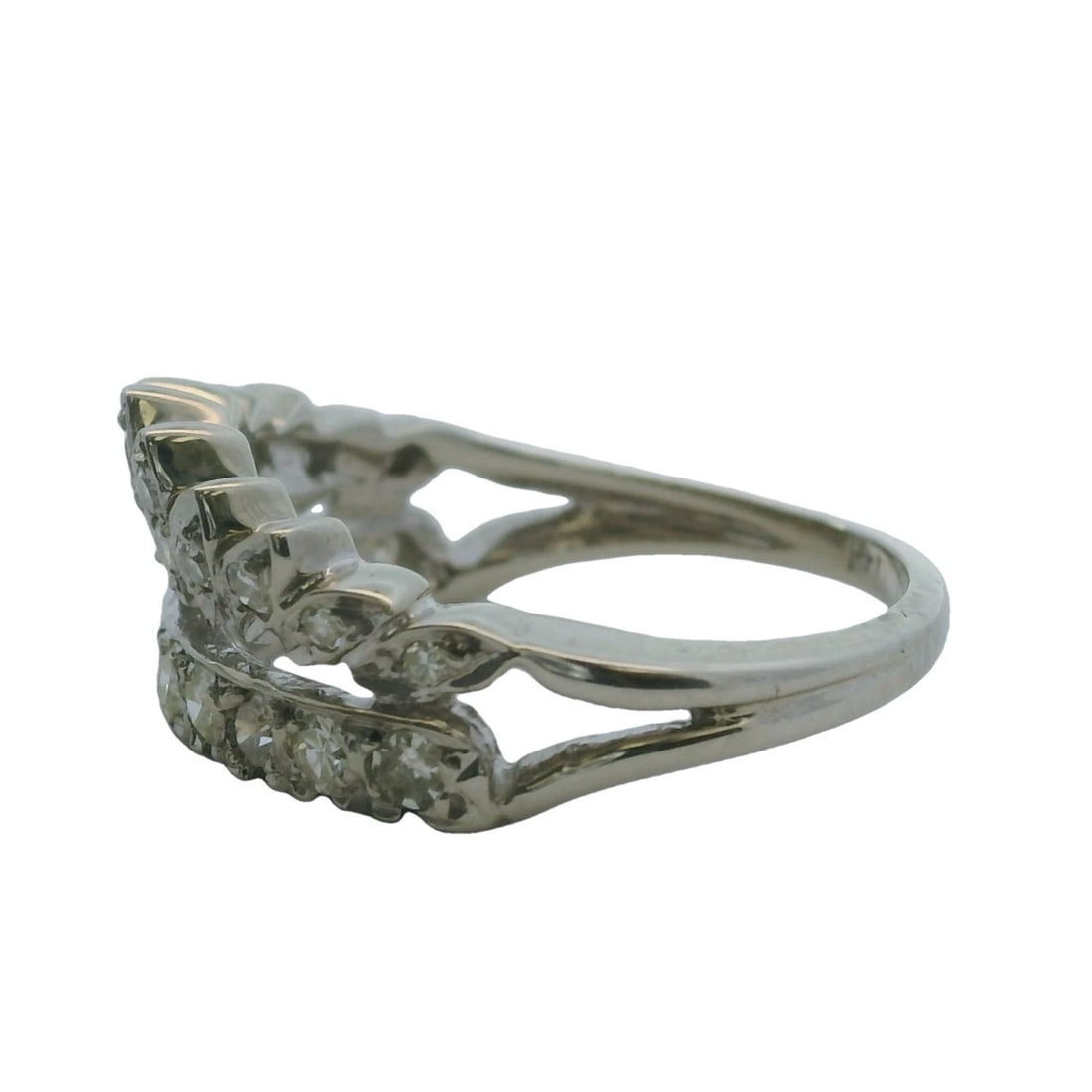 VINTAGE DIAMOND CROWN STACKABLE BAND RING - 2