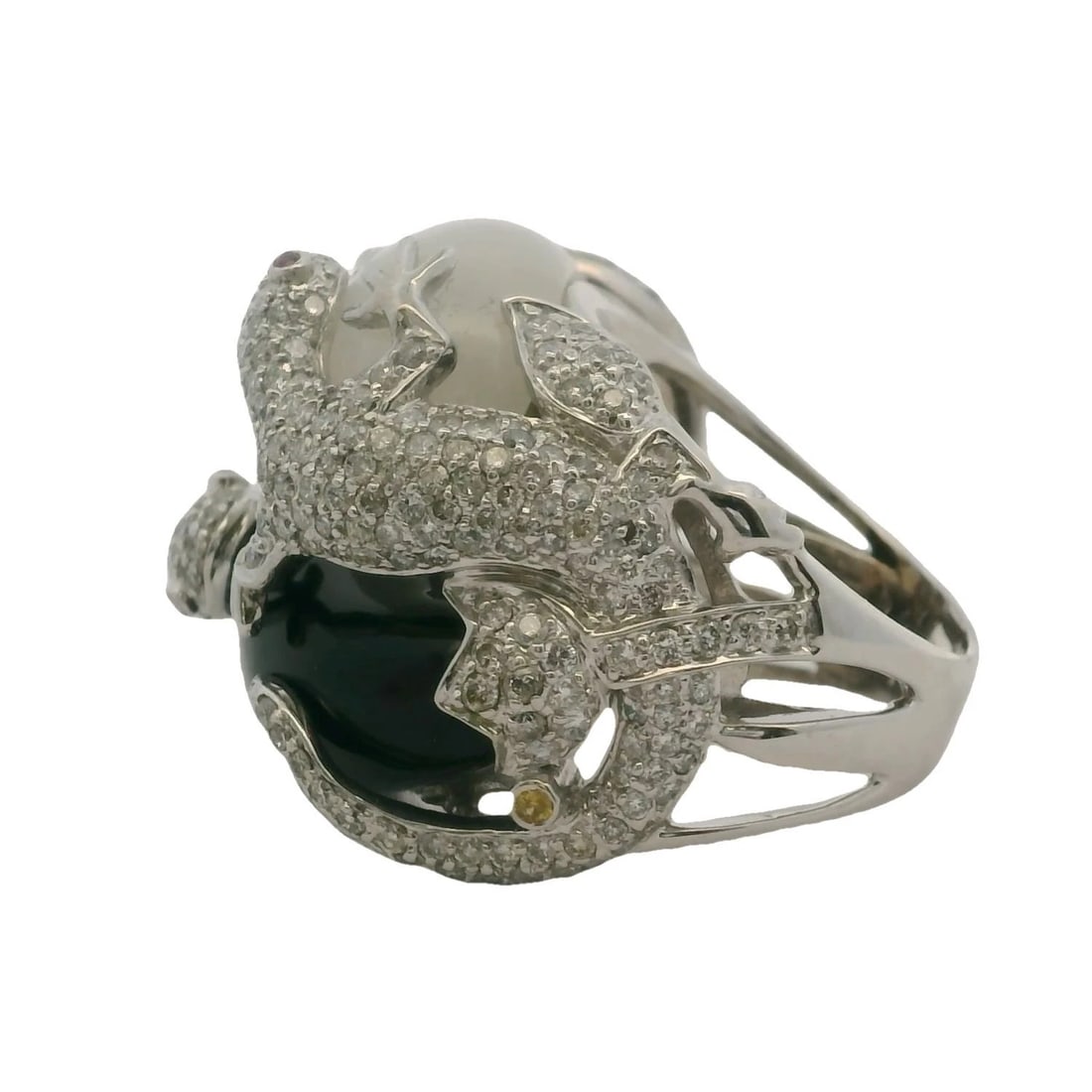 UNIQUE 18KT WHITE GOLD STATEMENT RING DIAMOND - 2