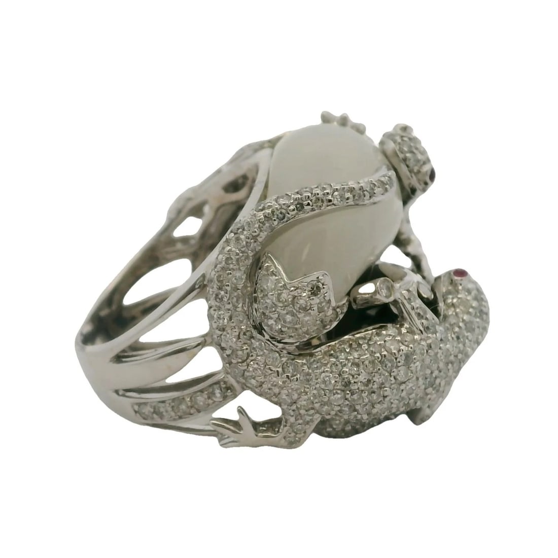 UNIQUE 18KT WHITE GOLD STATEMENT RING DIAMOND - 3