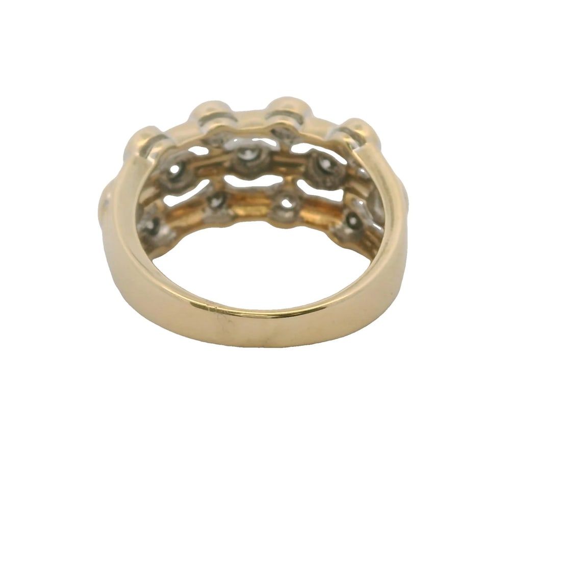 SBT SOLID AND BEZEL SET DIAMOND 3-ROW BUBBLE RING - 6