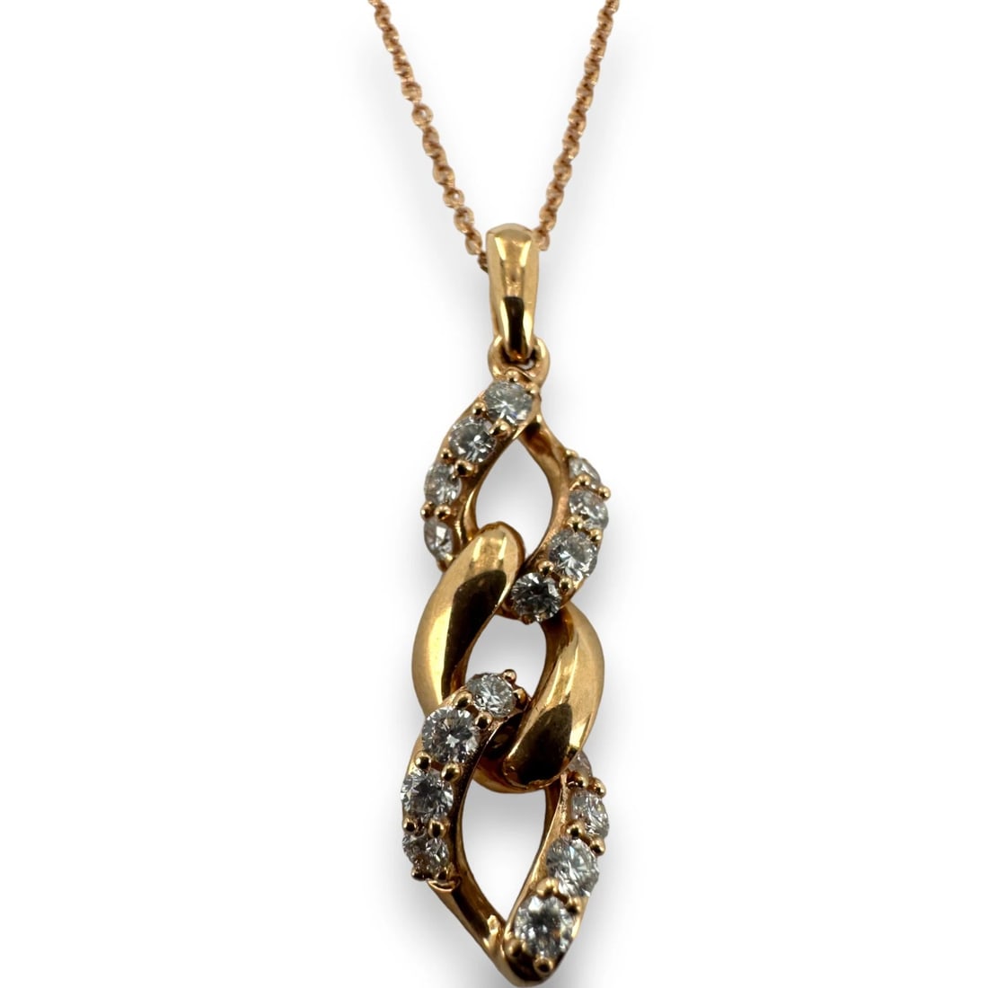 LE VIAN NECKLACE ROSE GOLD DIAMOND CURB CHAIN DROP PENDANT: Le Vian Necklace Rose Gold Diamond Curb Chain Drop Pendant Brand: LeVian Type: Necklace Material: 14k Rose Gold Main Stone/Creation Natural Color: Rose Size: Length of Chain - 18" Width of Chain -