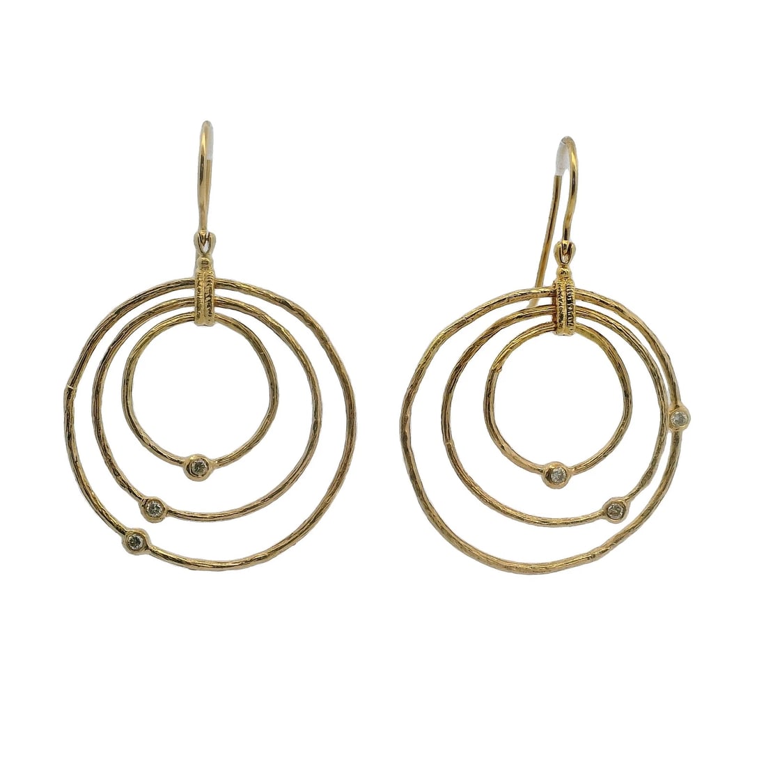 D2D SOLID CIRCLE DIAMOND HOOK DANGLE/DROP EARRINGS - 2