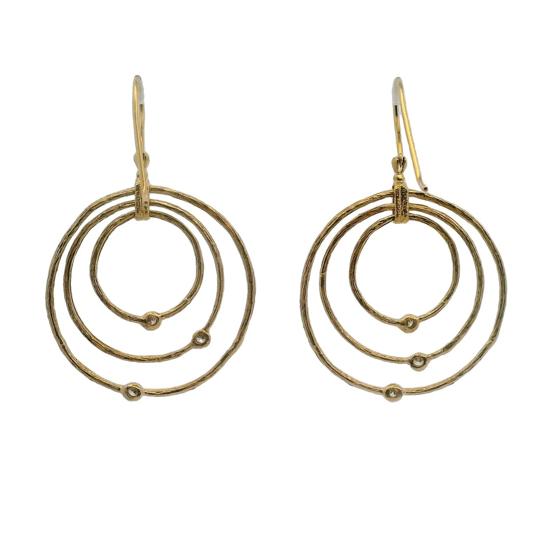 D2D SOLID CIRCLE DIAMOND HOOK DANGLE/DROP EARRINGS - 3