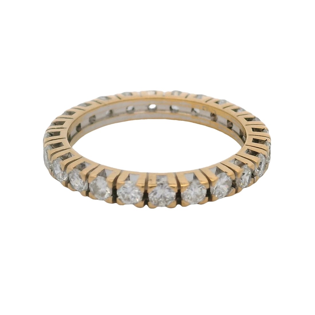 SOLID AND ROUND DIAMOND WIDE ETERNITY BAND RING: Solid and Round Diamond Wide Eternity Band Ring Brand: unbranded Type: Ring Material: 18k Yellow Gold Main Stone/Creation Natural Color: Yellow Size: 6 US Accessories: None Accessories Not