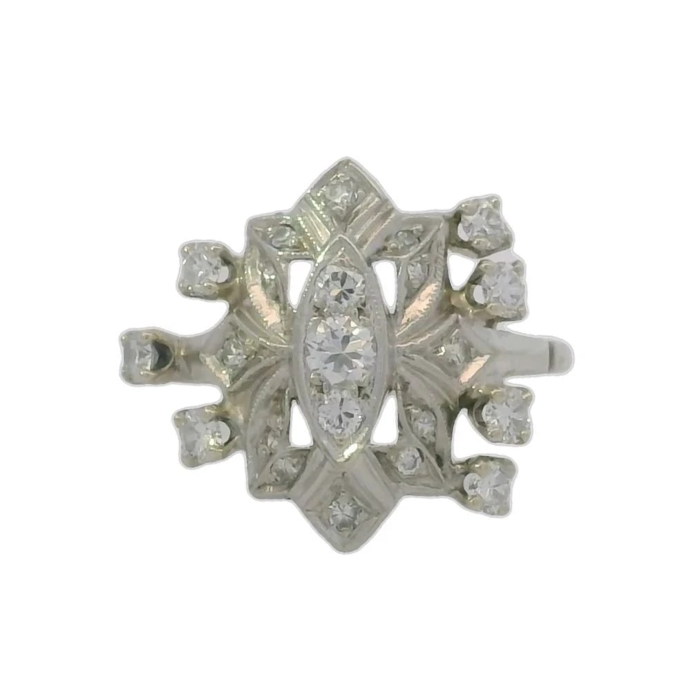 RARE VINTAGE SOLID 14KT WG DIAMOND COCKTAIL RING (1 of 5)