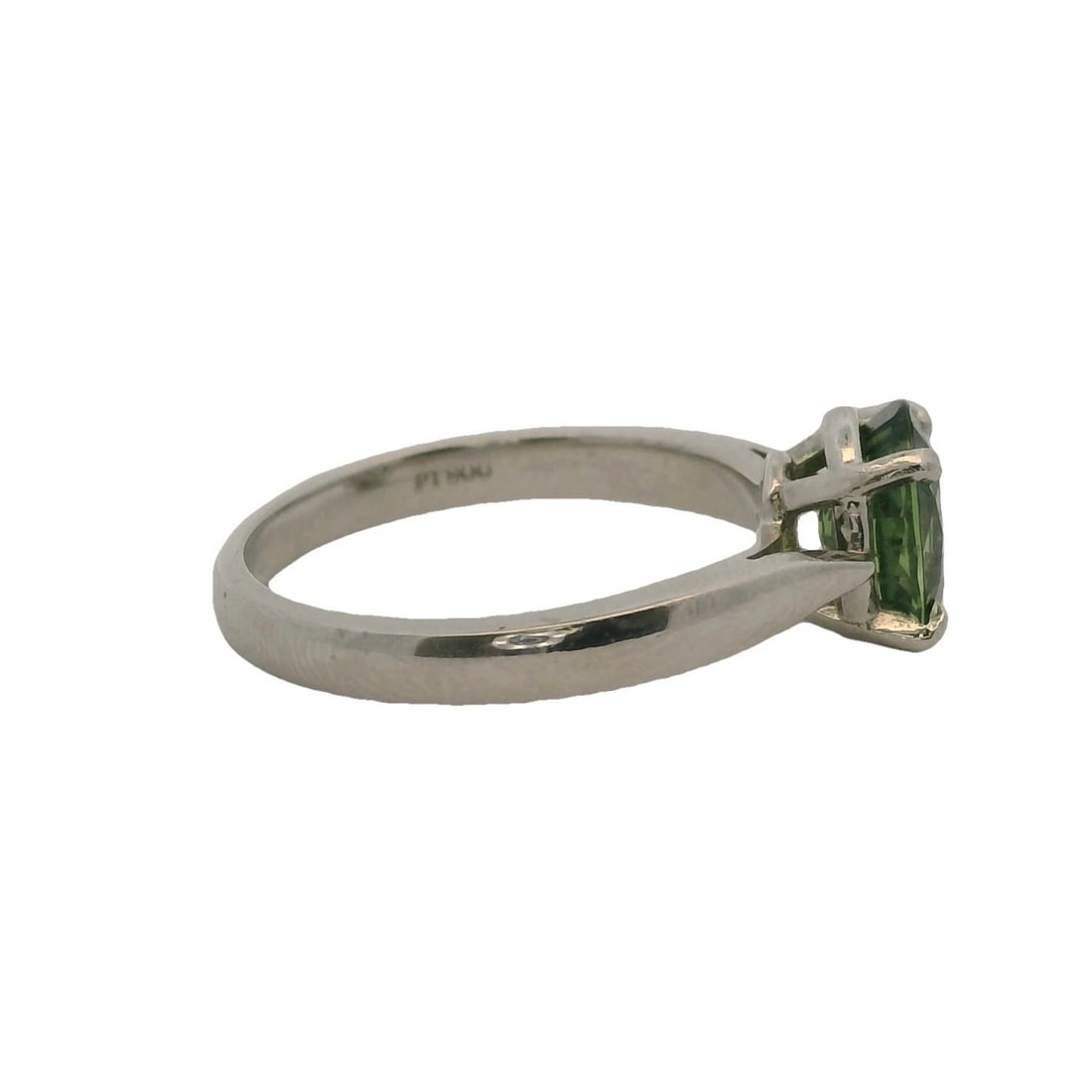 SOLID 900 PLATINUM PERIDOT SOLITAIRE RING - 3