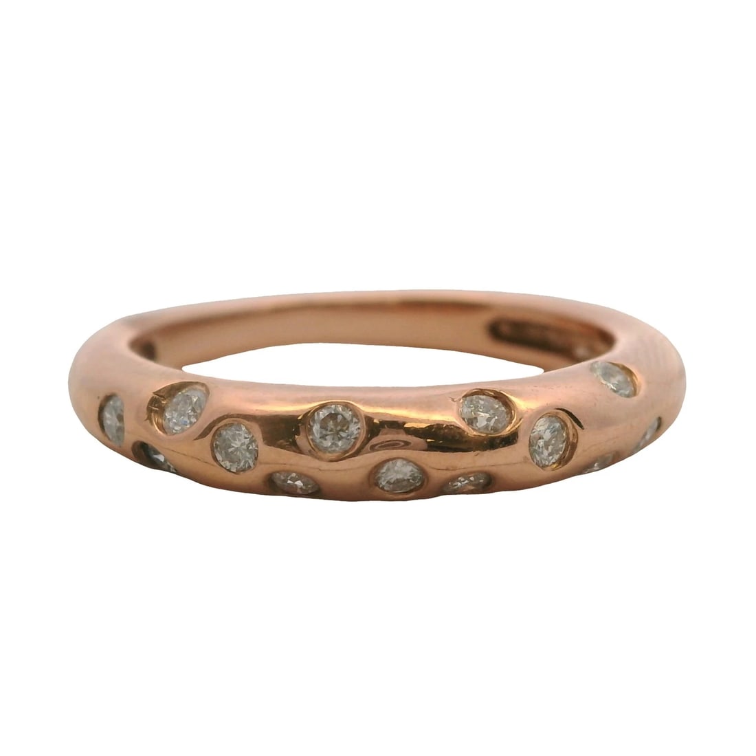 VINTAGE DIAMONDS SMALL DOME STACKABLE BAND RING: Vintage Diamonds Small Dome Stackable Band Ring Brand: Unbranded Type: Ring Material: 14k Rose Gold Main Stone/Creation Natural Color: Rose Size: 6.75 US Accessories: None Accessories Noti