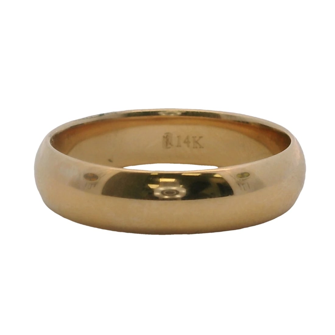 BLUE NILE SOLID CLASSIC WEDDING BAND RING: Blue Nile Solid Classic Wedding Band Ring Brand: Blue Nile Type: Ring Material: 14k Yellow Gold Main Stone/Creation Natural Color: Yellow Size: 8.5 US Accessories: None Accessories Notice: