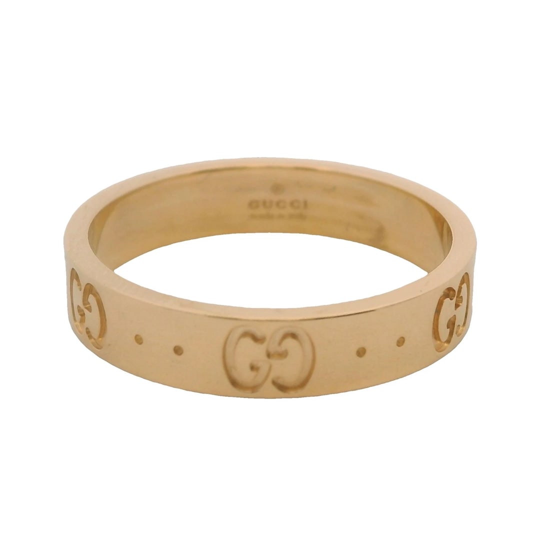 GUCCI SOLID 18KT YELLOW GOLD ICON MONOGRAM BAND RING (1 of 4)