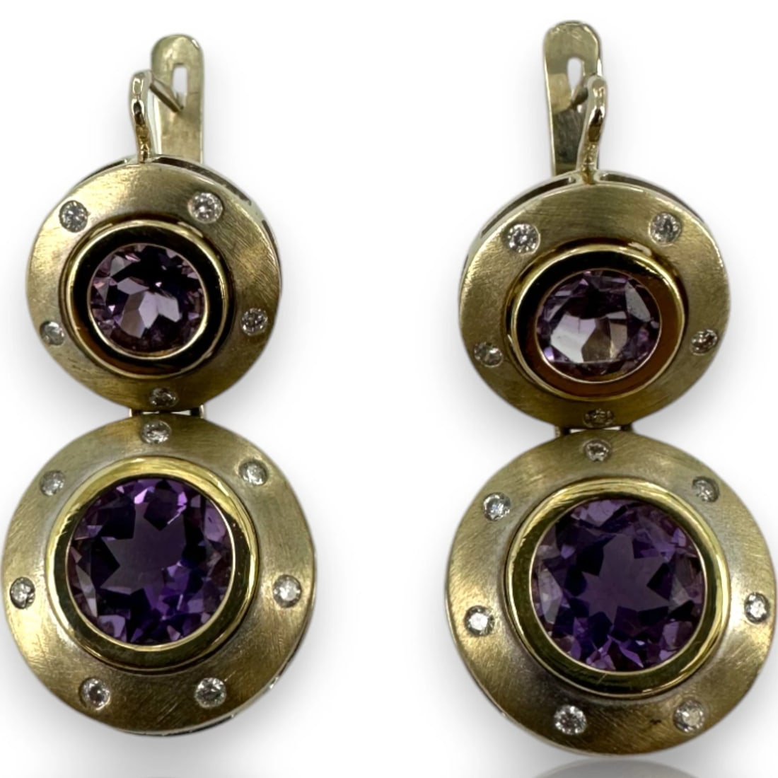 VINTAGE GOLAN FINE CRAFTS AMETHYST DIAMOND EARRINGS (1 of 2)