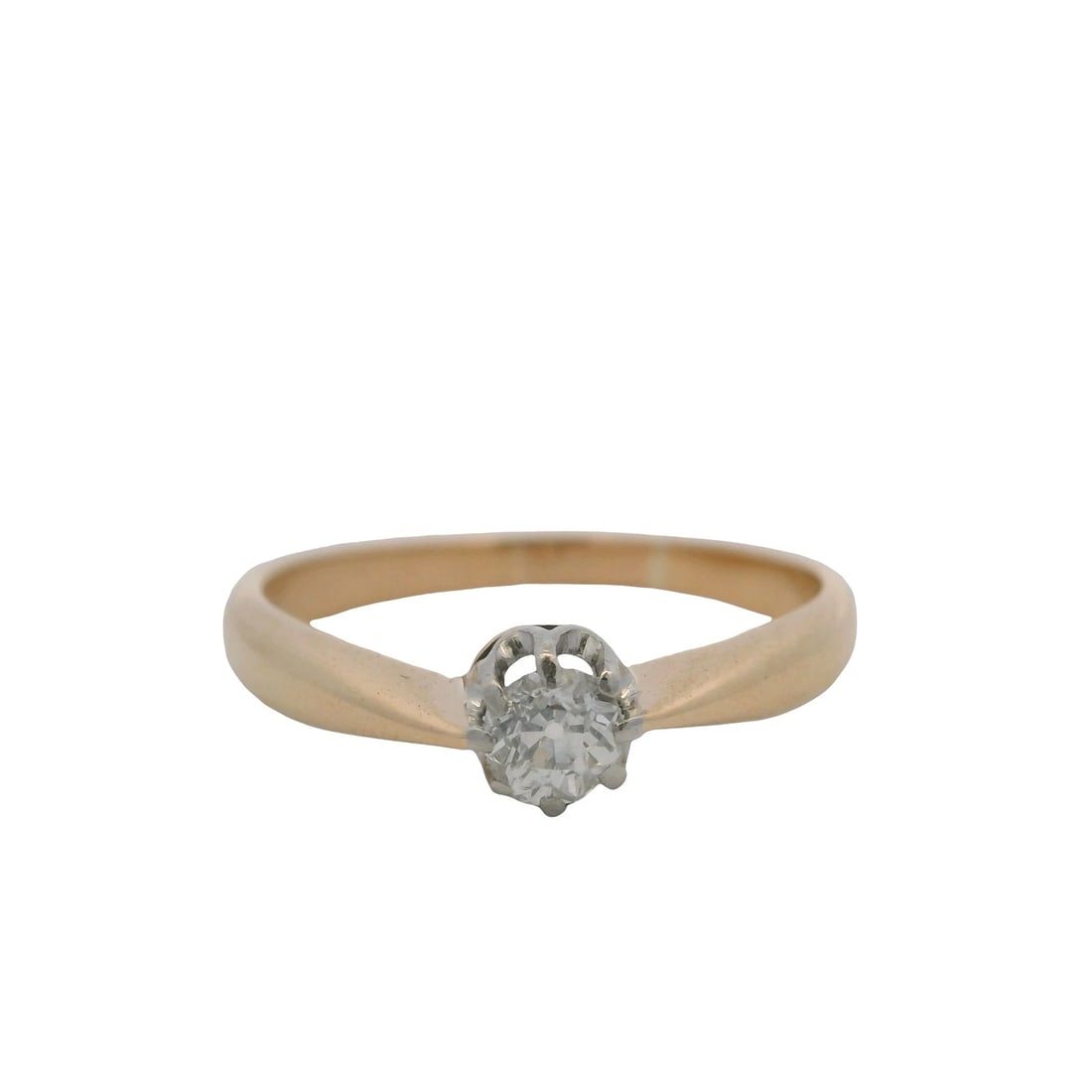 ANTIQUE VICTORIAN OLD MINE DIAMOND SOLITAIRE STIRRUP RING: Antique Victorian Old Mine Diamond Solitaire Stirrup Ring Brand: Unbranded Type: Ring Material: 14k Yellow Gold Main Stone/Creation Natural Color: Yellow Size: 7.75 US Accessories: None Ac