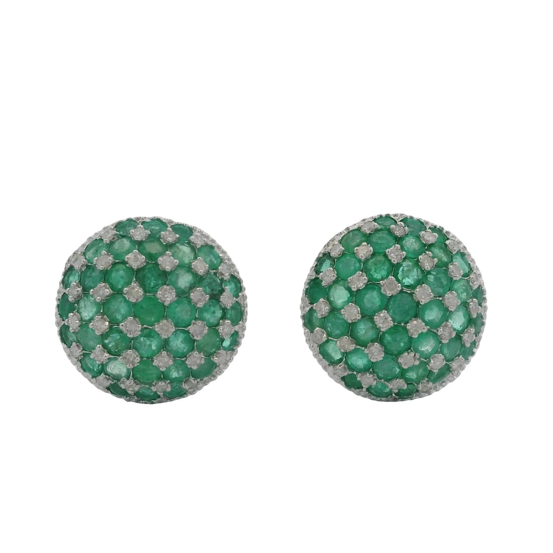 EMERALD DIAMOND CHECKERBOARD 14KT WHITE GOLD EARRINGS: Emerald Diamond Checkerboard 14kt White Gold Earrings Brand: Unbranded Type: Earrings Material: 14k White Gold Main Stone/Creation Emerald Color: White Size: Length x Width - 0.60" x 0.60" Access