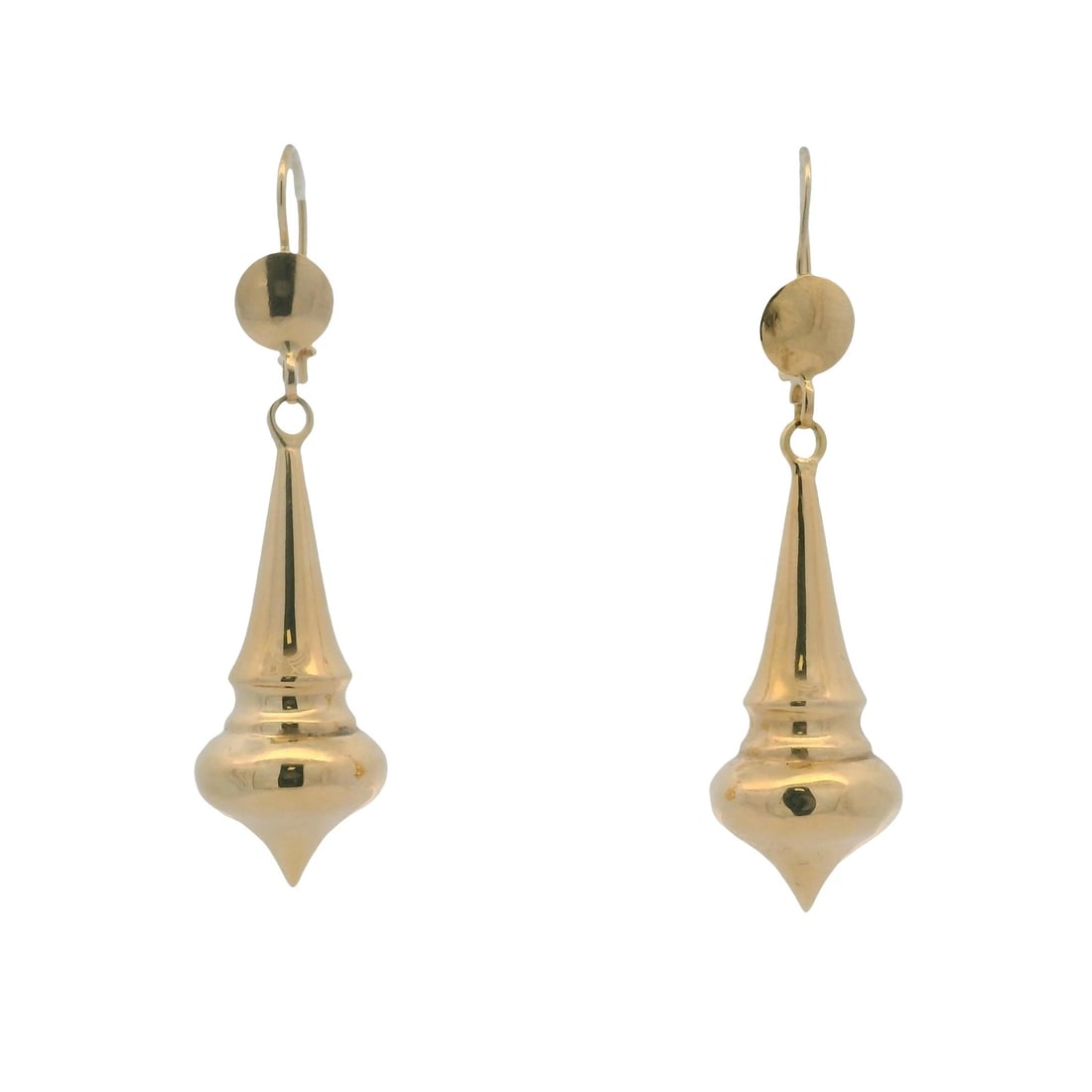 VINTAGE ITALIAN 18KT YELLOW GOLD DROP DANGLE HOOK EARRINGS: Vintage Italian 18kt Yellow Gold Drop Dangle Hook Earrings Brand: Unbranded Type: Earrings Material: 18K Yellow Gold, Color: Yellow Size: Length x Width - 2.1" x 0.5" Accessories: None Acc