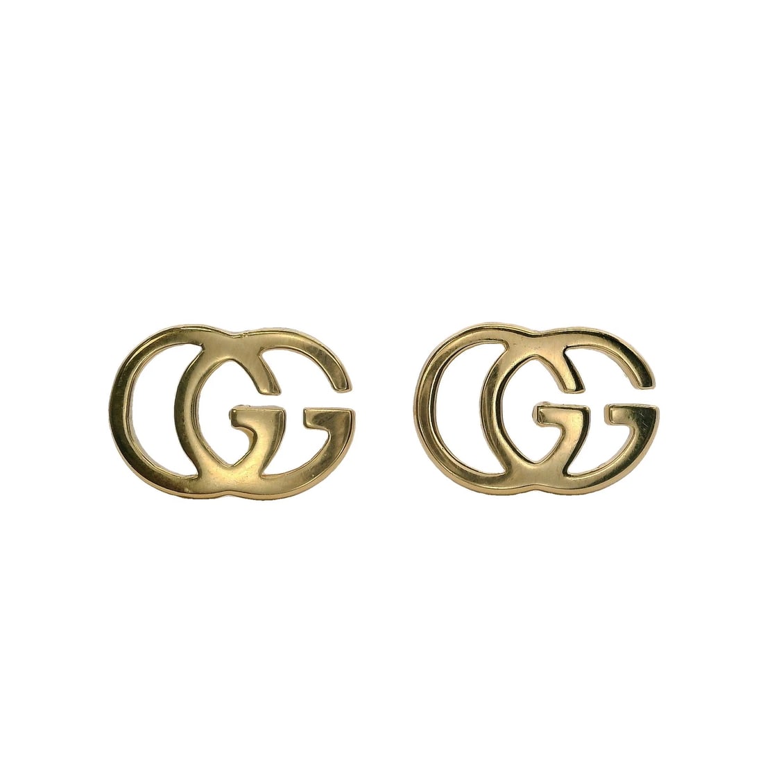 GUCCI GG LOGO STUD EARRINGS IN SOLID 18KT YELLOW GOLD: Gucci GG Logo Stud Earrings In Solid 18kt Yellow Gold Brand: Gucci Type: Earrings Material: 18K Yellow Gold, Color: Yellow Size: Length x Width - 0.41" x 0.29" Accessories: None Accessorie