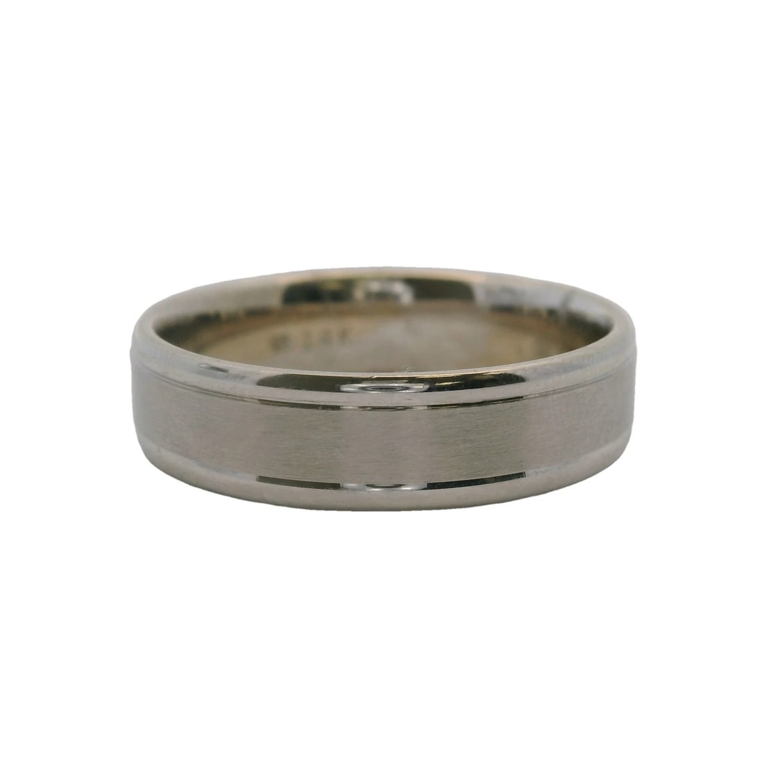 BLUE NILE 14KT WHITE GOLD SATIN BAND RING: Blue Nile 14kt White Gold Satin Band Ring Brand: Blue Nile Type: Ring Material: 14K White Gold, Color: White Size: 11 US Accessories: None Accessories Notice: When purchasing pre-owned goo