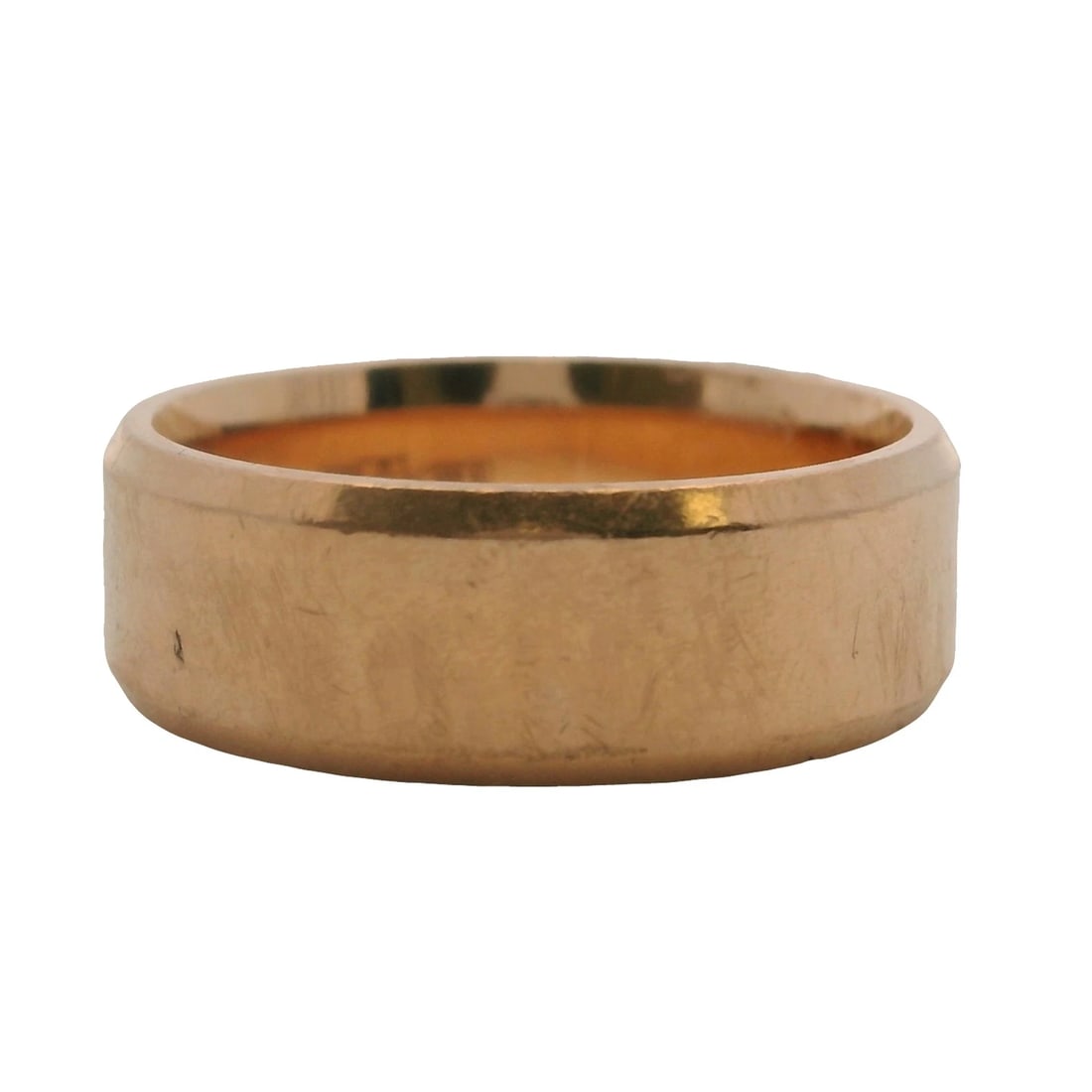 SOLID 14KT ROSE GOLD BEVELED STACKABLE WEDDING BAND RING - 2