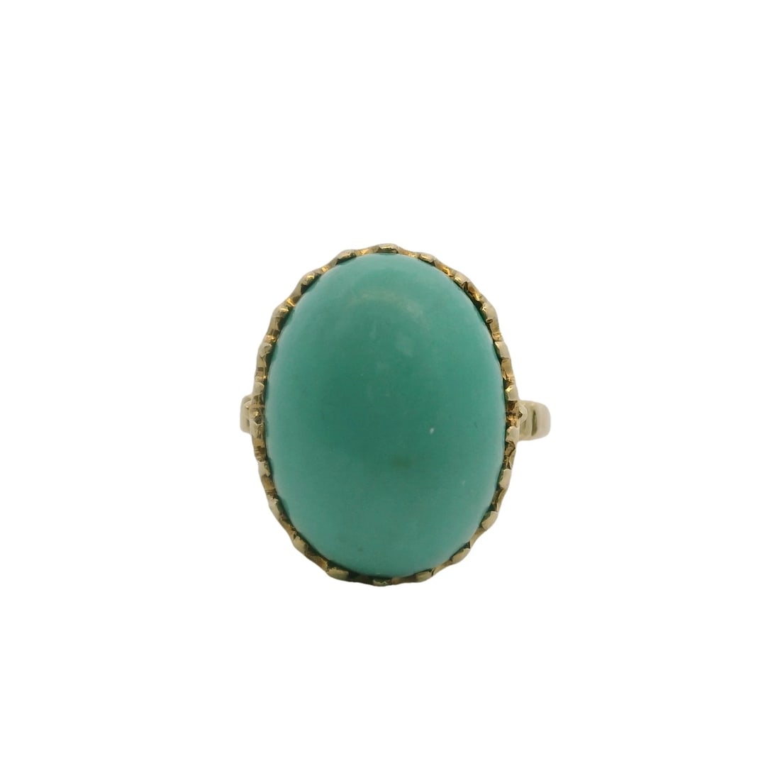 LATE VICTORIAN 18KT YELLOW GOLD RING: Late Victorian 18kt Yellow Gold Ring Brand: Unbranded Type: Ring Material: 18k Yellow Gold Main Stone/Creation Turquoise Color: Yellow Size: 7.5 US Accessories: None Accessories Notice: Wh
