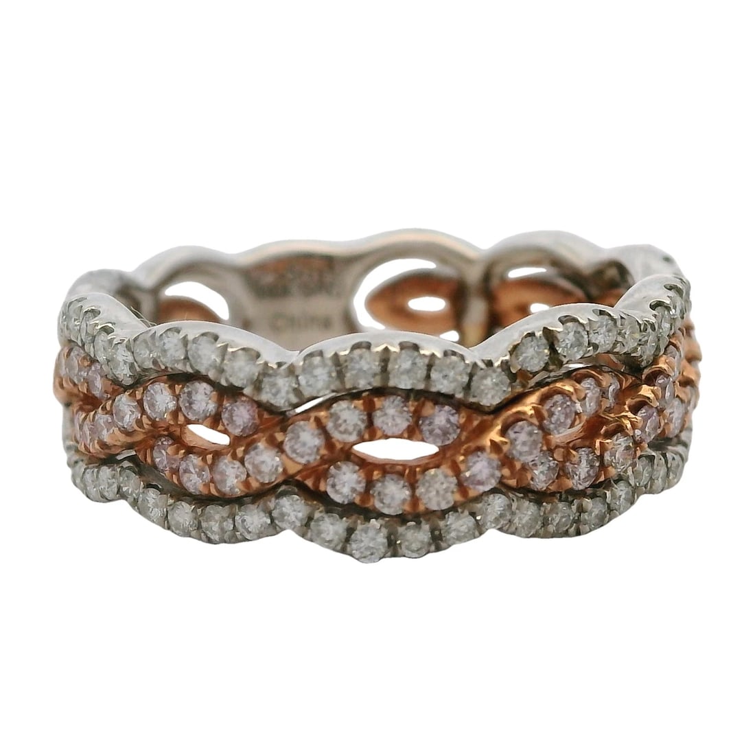 SOLID DIAMOND PAVE TWIST STACKABLE BAND - 2