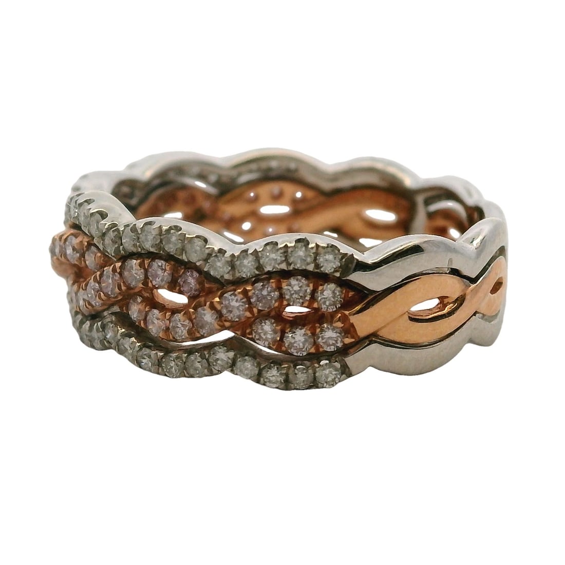 SOLID DIAMOND PAVE TWIST STACKABLE BAND - 3