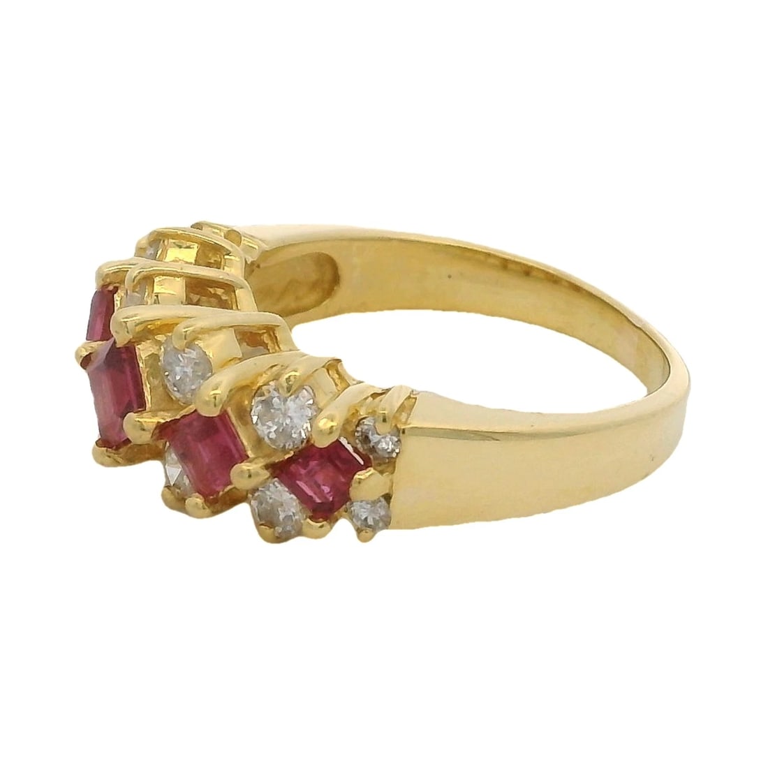 RUBY & DIAMOND HALF-ETERNITY CLUSTER RING - 2