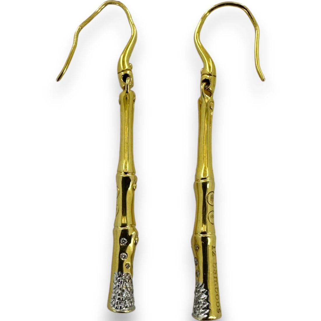 JOHN HARDY COLLECTION 18KT GOLD BAMBOO STICK EARRINGS: John Hardy Collection 18kt Gold Bamboo Stick Earrings Brand: John Hardy Type: Earrings Material: 18K Yellow Gold Main Stone/Creation Natural Color: Yellow Size: Length x Width - 2.16" x 0.18" Acc