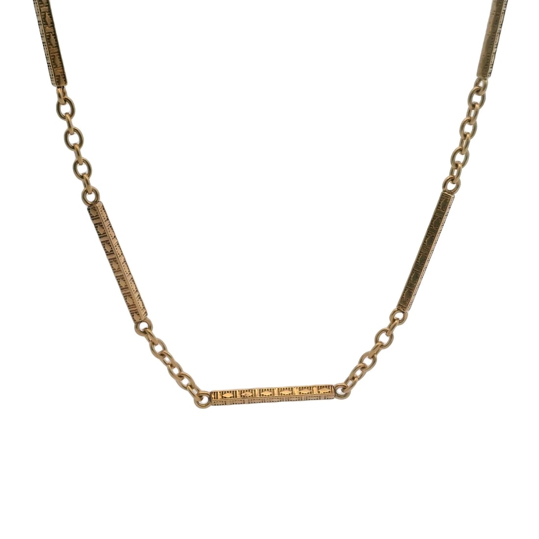 ANTIQUE 14KT ROSE GOLD BAR POCKET WATCH CHAIN: Antique 14kt Rose Gold Bar Pocket Watch Chain Brand: Unbranded Type: Necklace Material: 14k Rose Gold, Color: Rose Size: Length of Chain - 13.25" Width of Chain - 1.5mm" Accessories: None