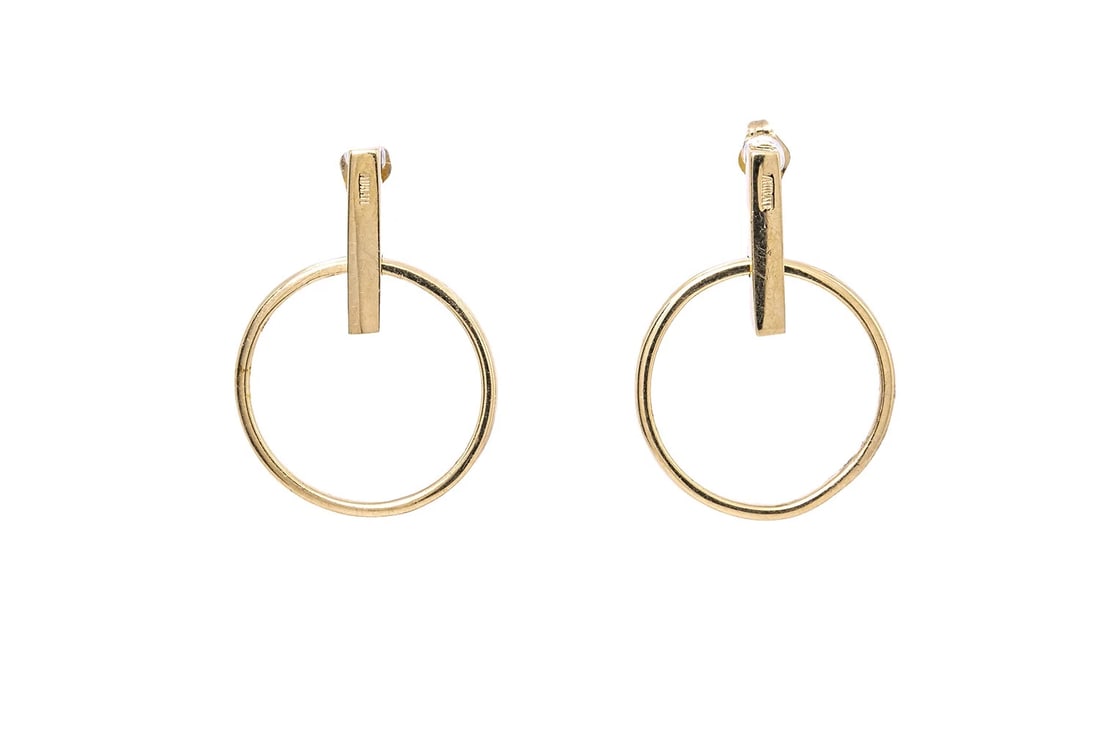 AURATE WIRE CIRCLE DROP 14K YELLOW GOLD EARRINGS (1 of 2)