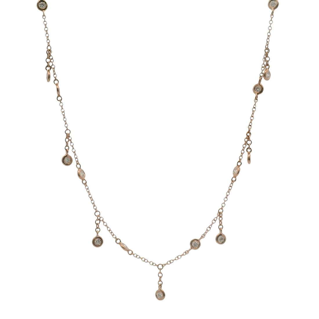 SOLID 14KT ROSE GOLD DIAMOND NECKLACE - 2