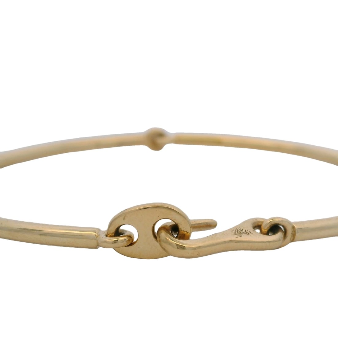 MAOR SOLID 18KT YELLOW GOLD CIRCINUS HOOK BANGLE BRACELET - 6