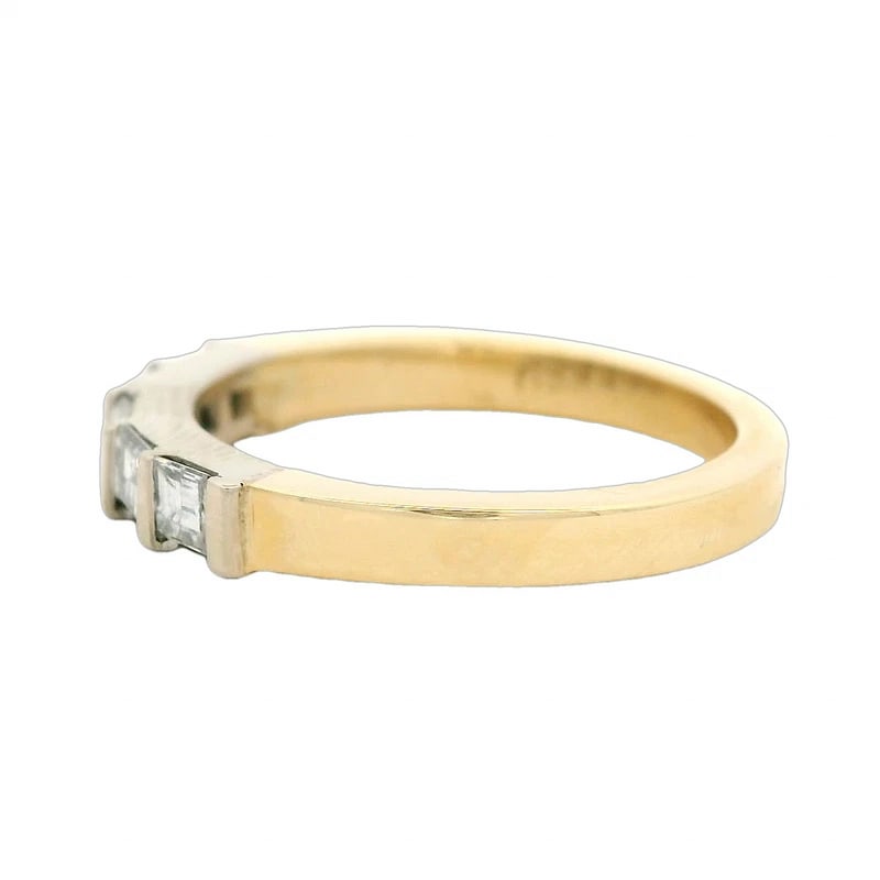 STRAIGHT BAUGETTE TWO TONE STACKABLE WEDDING BAND RING - 4
