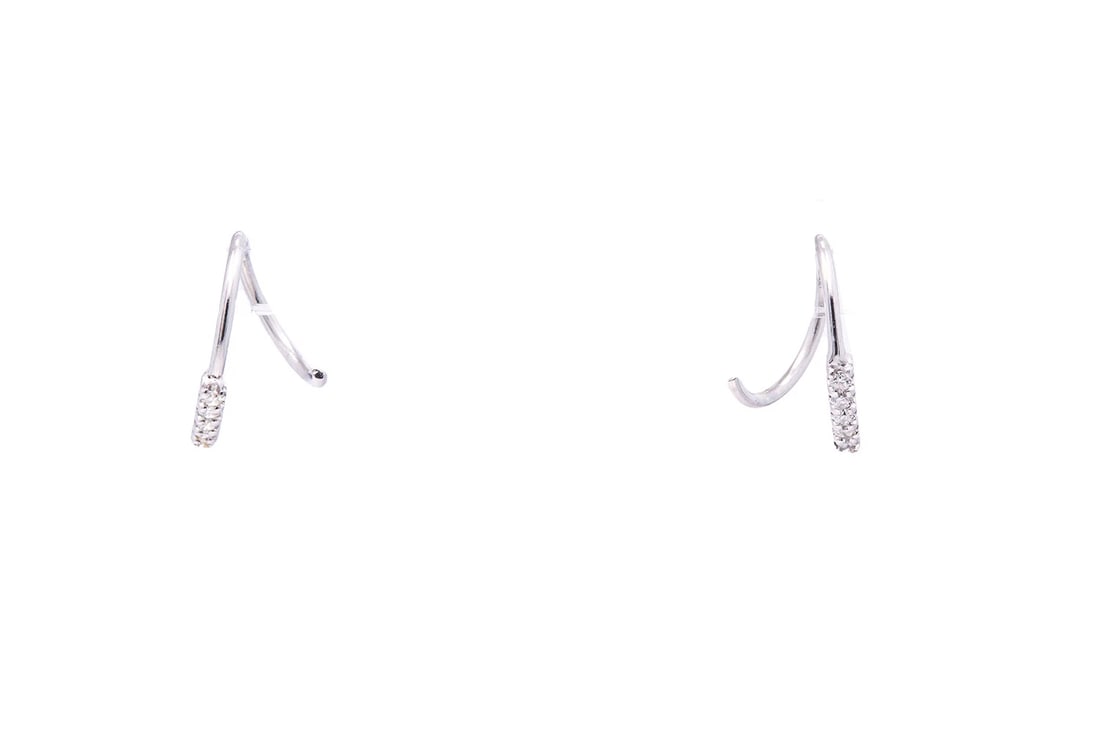 BONY LEVY SPIRAL COIL DIAMOND 18K 750 WHITE GOLD EARRINGS: Bony Levy Spiral Coil Diamond 18k 750 White Gold Earrings Brand: Bony Levy Type: Earring Material: 18KWhite Gold Main Stone/Creation Natural Color: White Size: Length x Width - 0.40" x 0.05" Acce