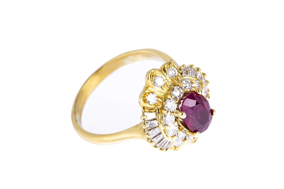 VINTAGE RUBY & DIAMOND COCKTAIL CLUSTERRING - 2