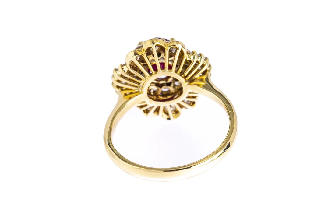 VINTAGE RUBY & DIAMOND COCKTAIL CLUSTERRING - 3